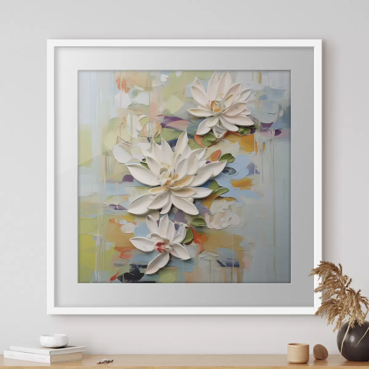Poster Flores de loto abstractas, pintura imitación f47722