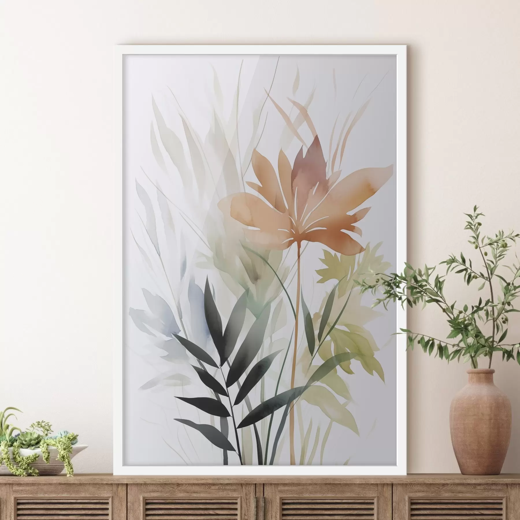 murales de pared Plantas imitación acuarela f47726