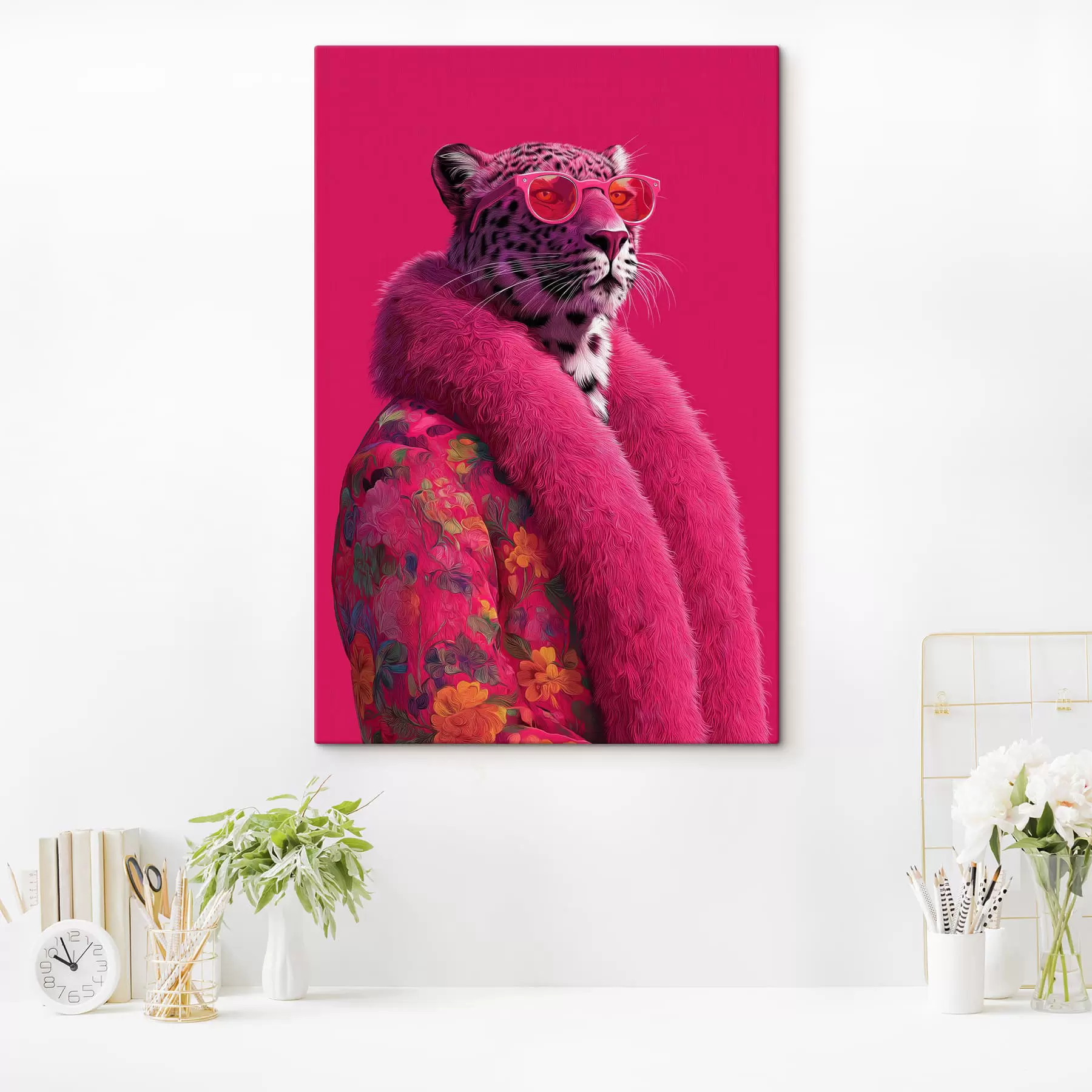 murales de pared Leopardo con un abrigo glamuroso s47734