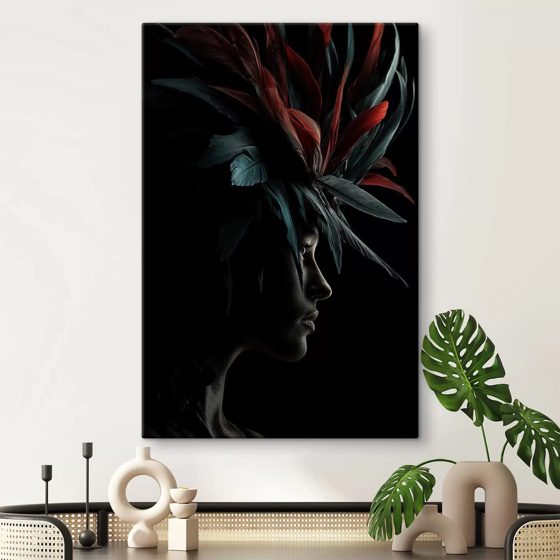 murales de pared Retrato con plumas s47735