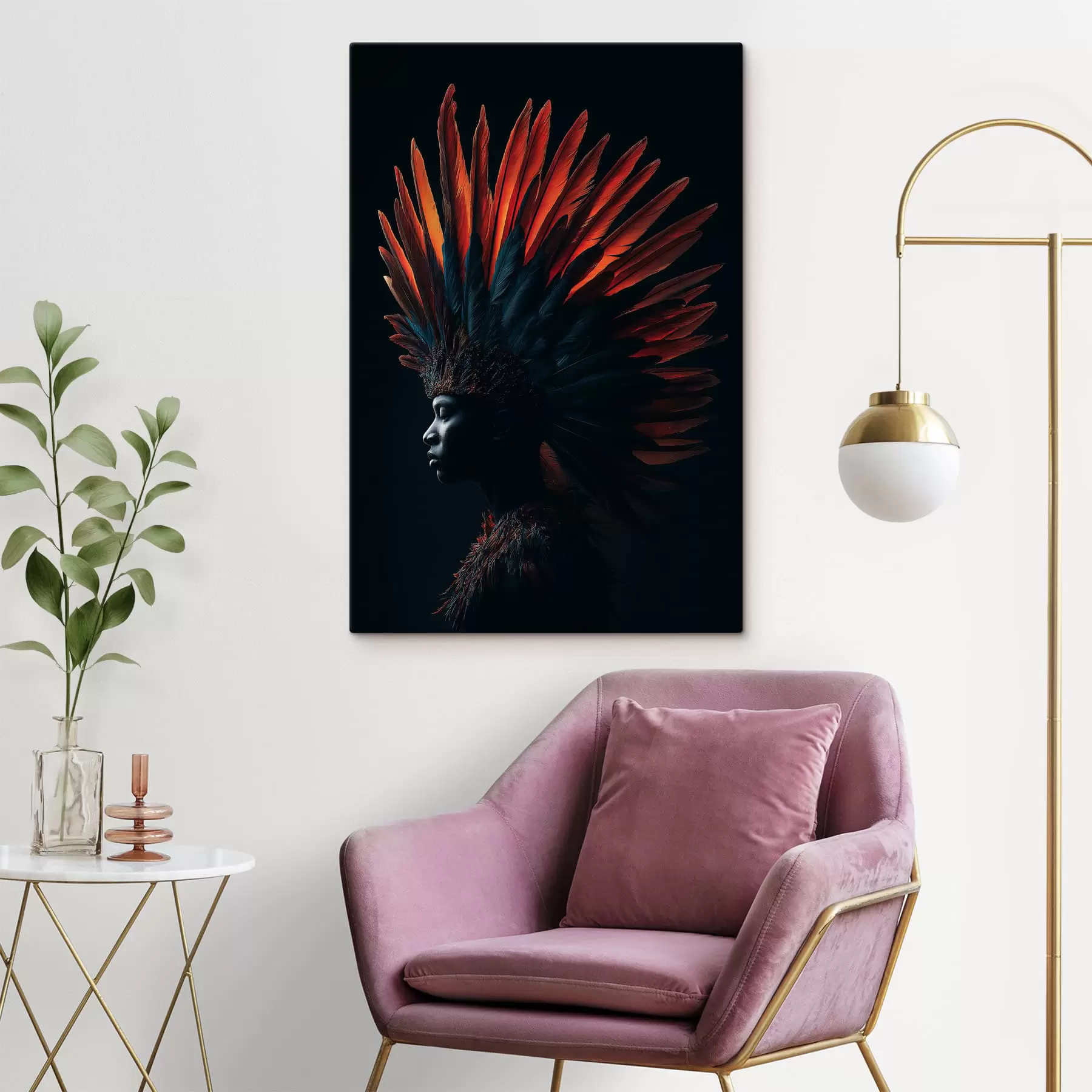 murales de pared Retrato con plumas s47736