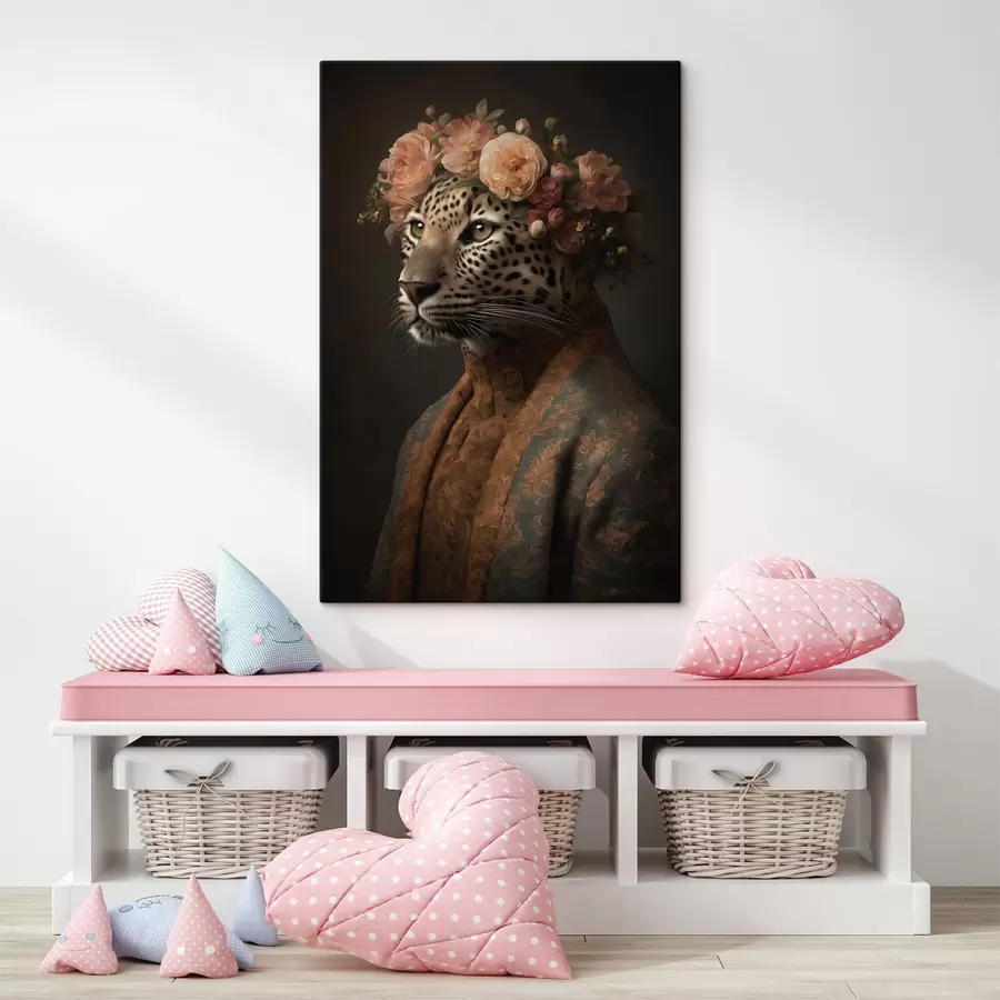 murales de pared Leopardo con flores s47737