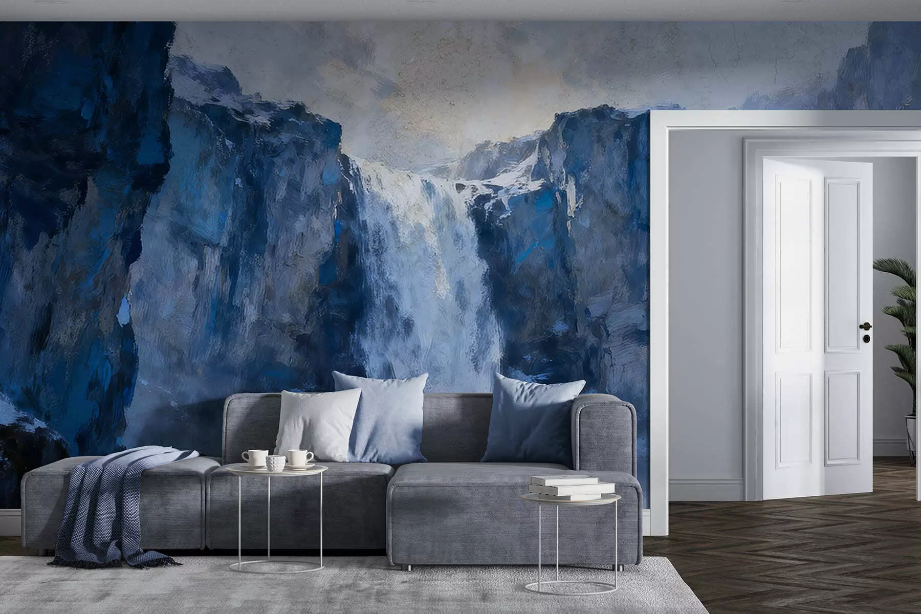 murales de pared Cascada pintada al estilo grunge w05177