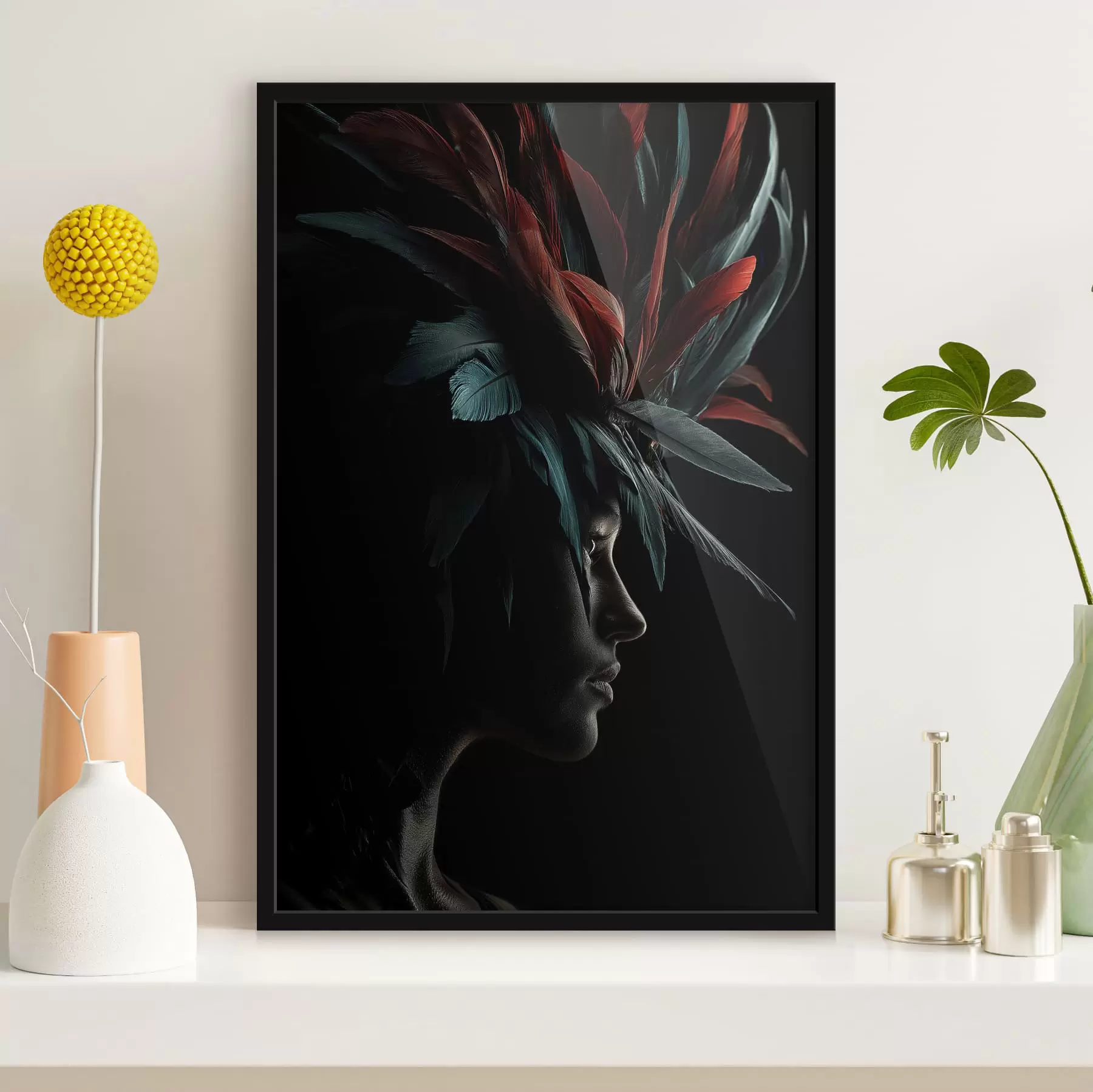 murales de pared Retrato con plumas f47735