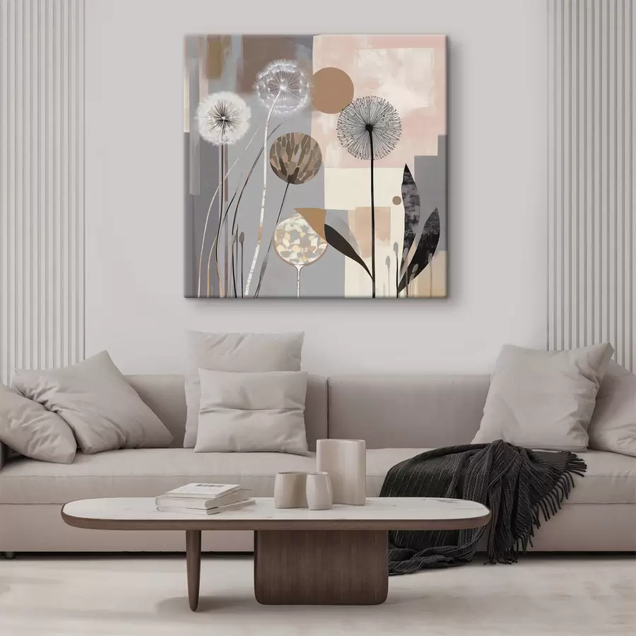 murales de pared Abstracción con dientes de león y plantas s47776