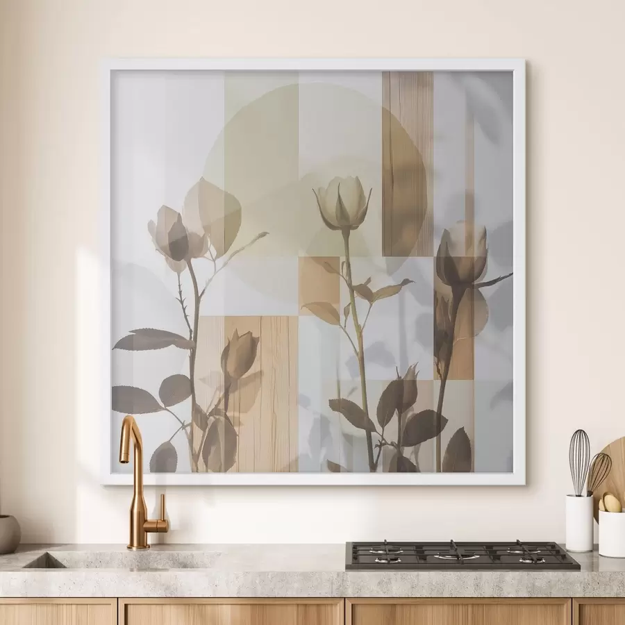murales de pared Abstracción con flores y formas geométricas f47654
