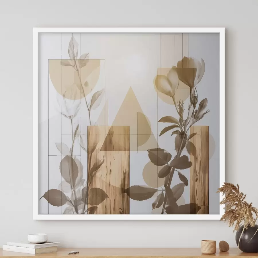 murales de pared Abstracción con flores y formas geométricas f47655