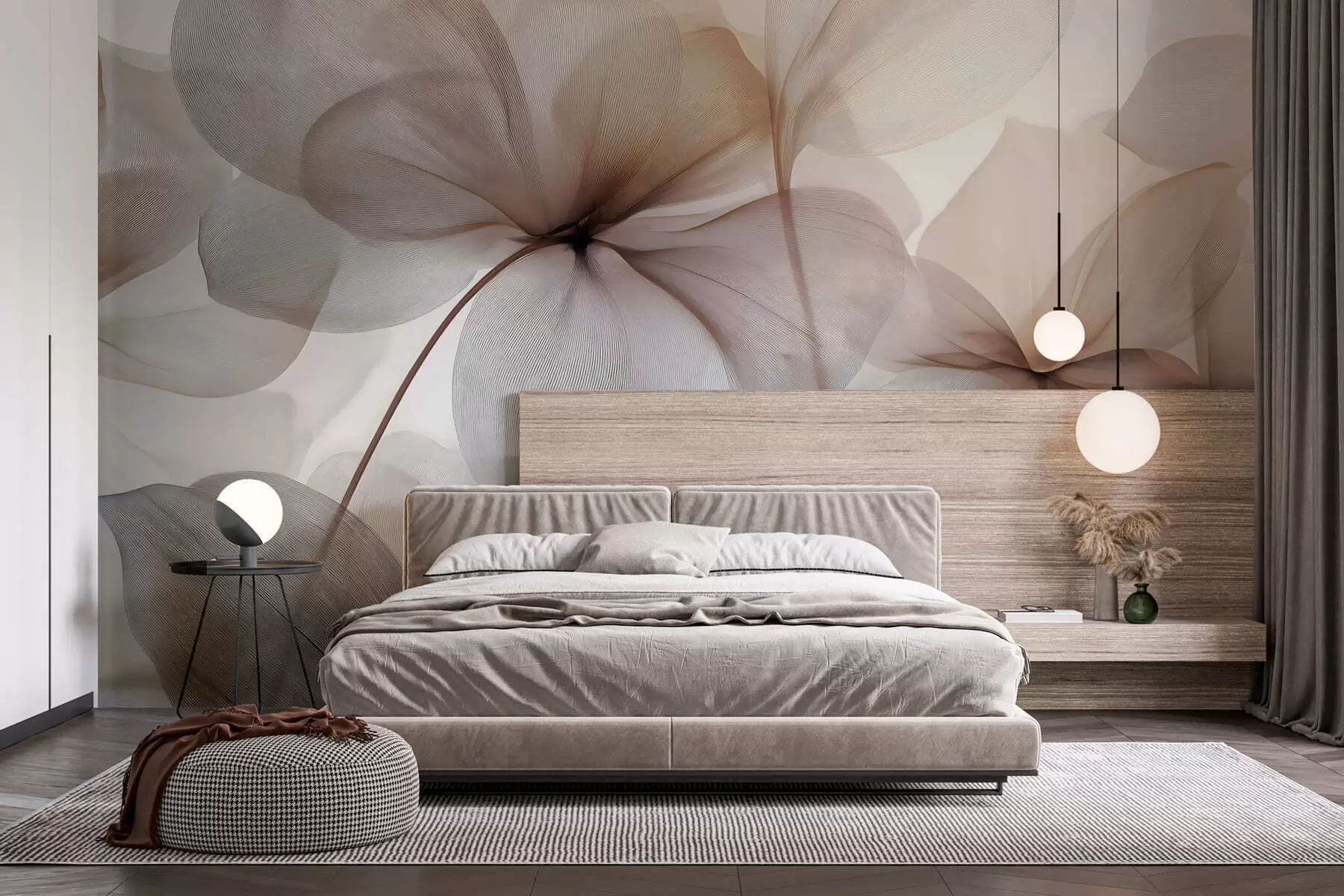 murales de pared flores semitransparentes con vetas w05070