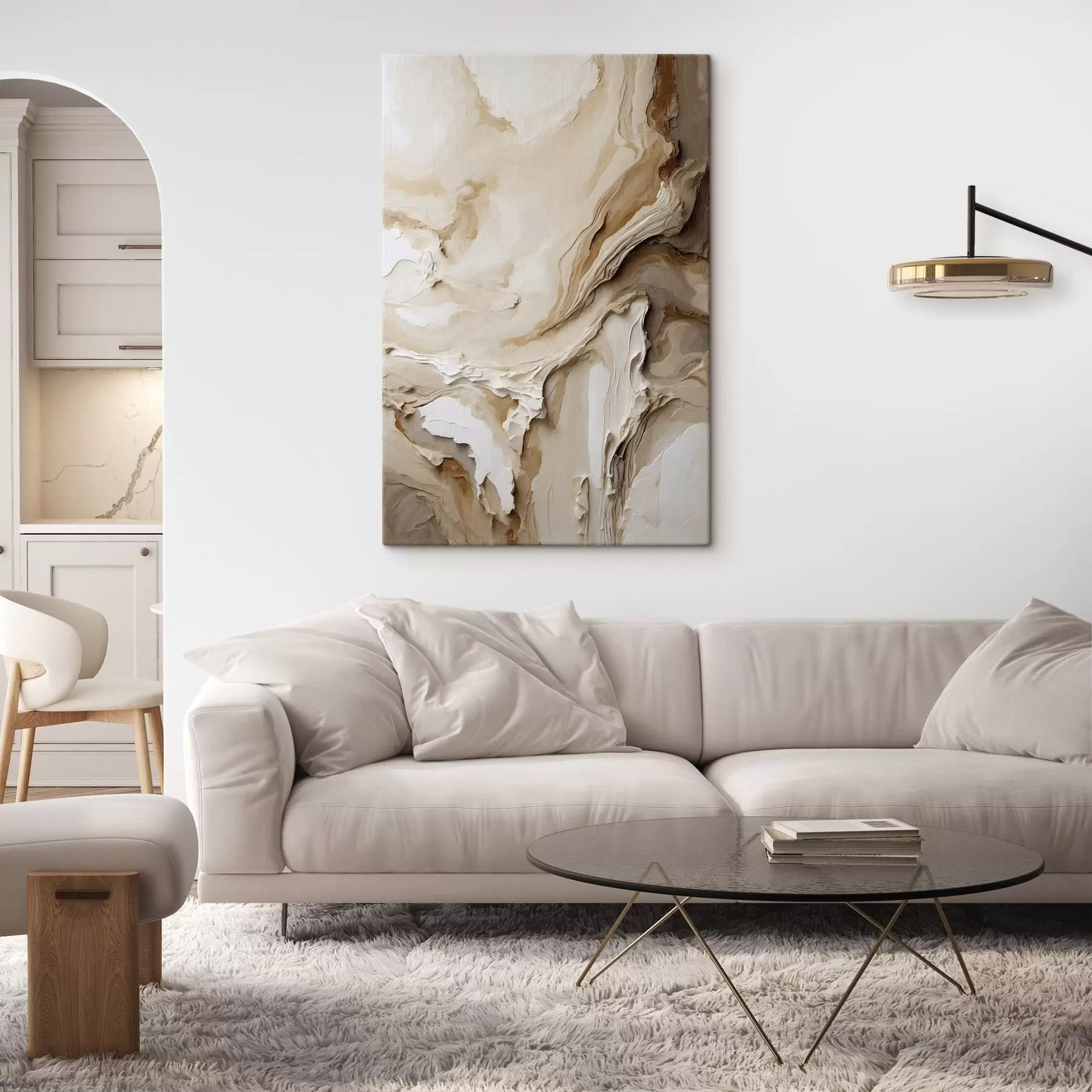 murales de pared Textura abstracta en capas de color beige s47269