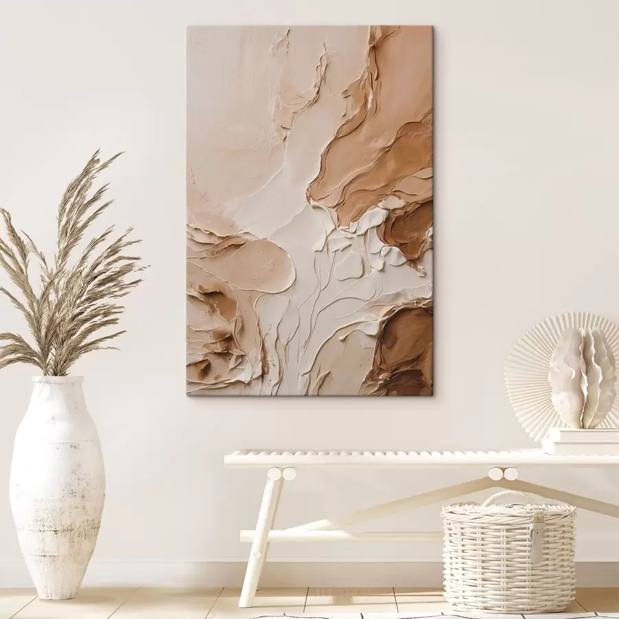 murales de pared Trazos texturizados en color beige con líneas suaves. s47274