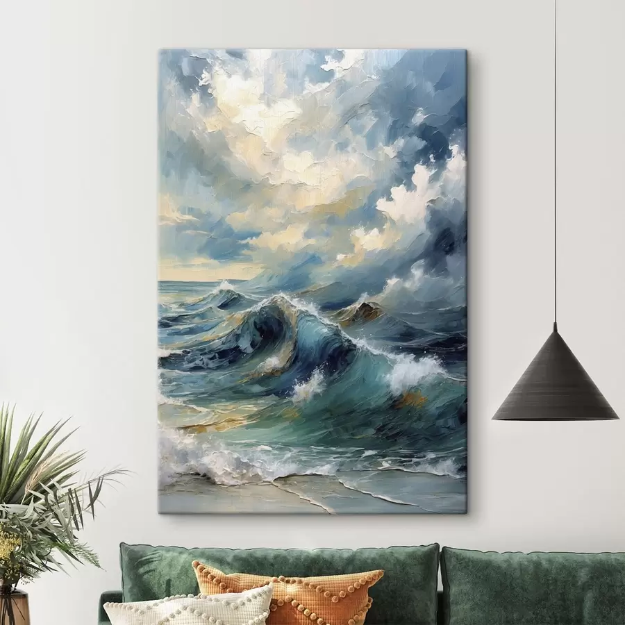 murales de pared Olas del mar bajo un cielo nublado y luminoso s47275