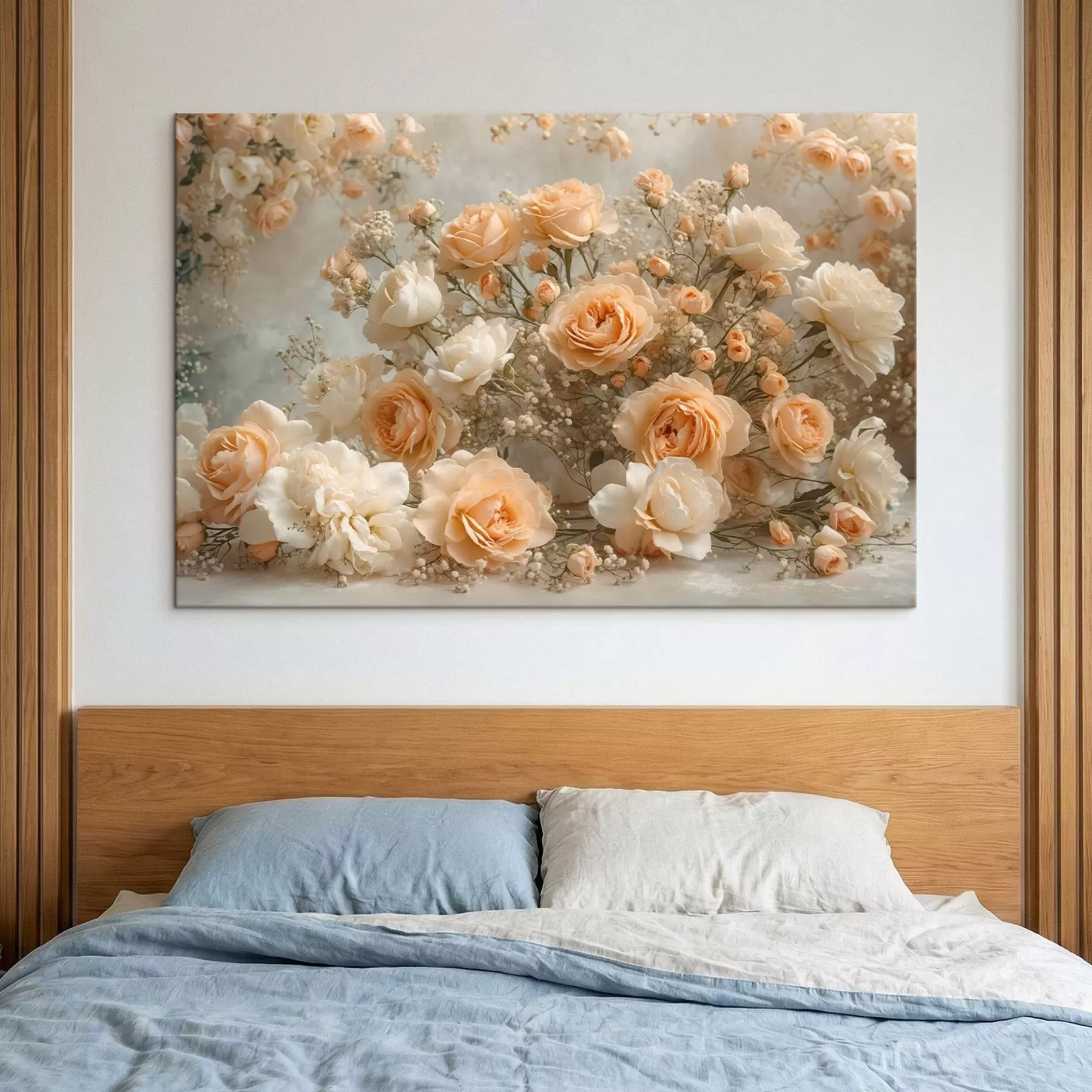 murales de pared Delicadas rosas color crema en un arreglo grande s47279