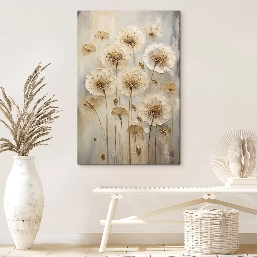 murales de pared Flores altas de color crema sobre un fondo claro. s47282