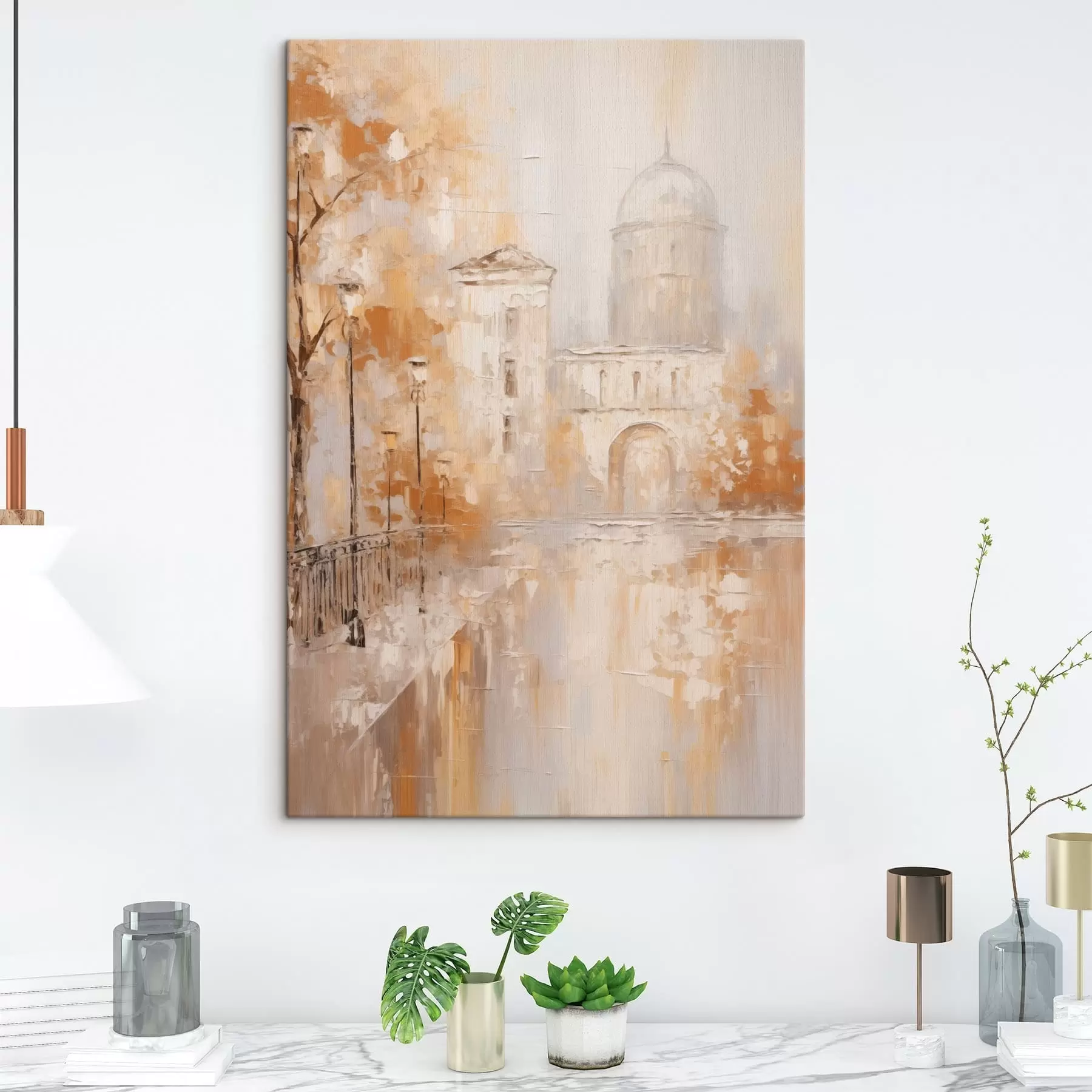 murales de pared Escena urbana con un arco en tonos cálidos s47303