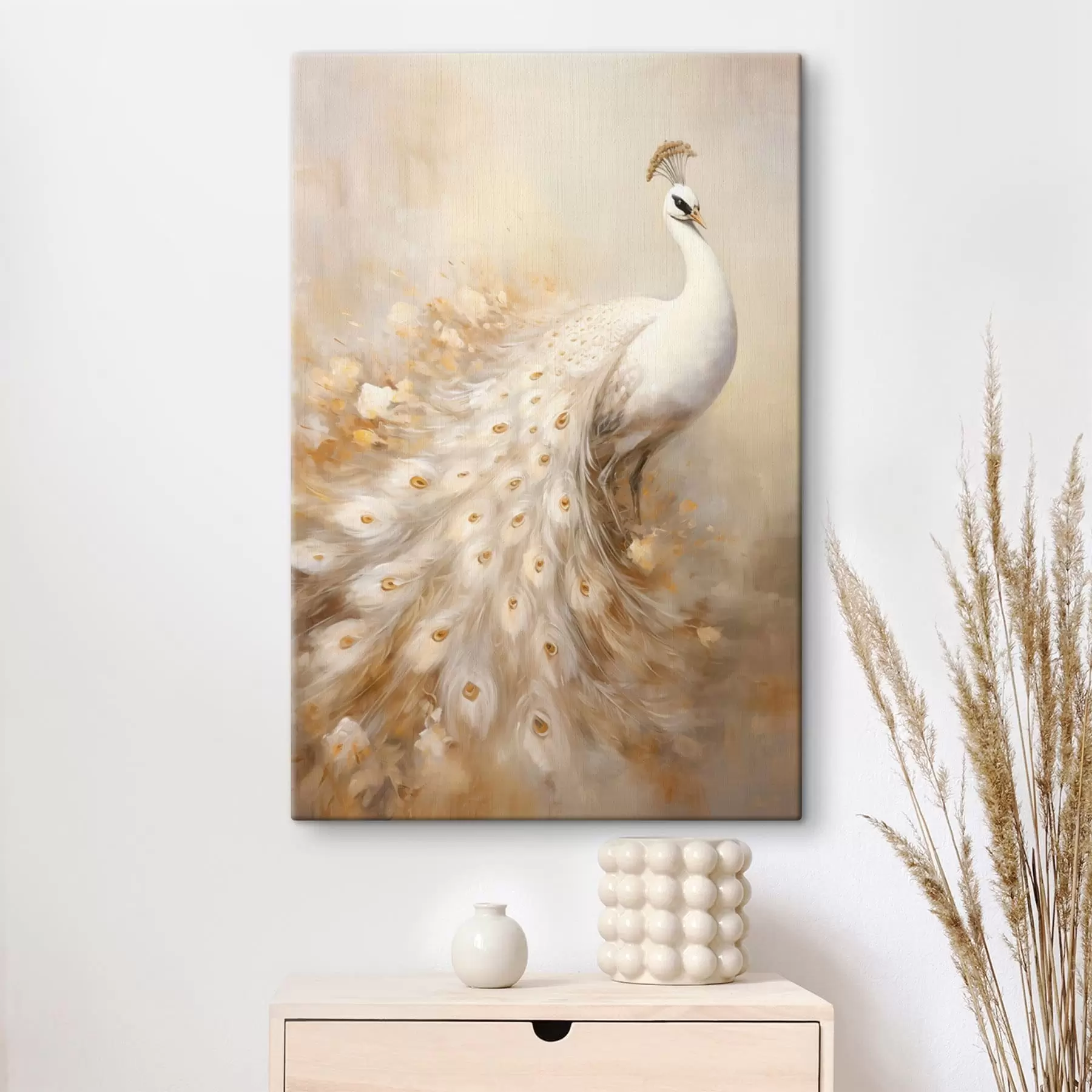 murales de pared Pájaro ligero con cola larga en tonos claros. s47309