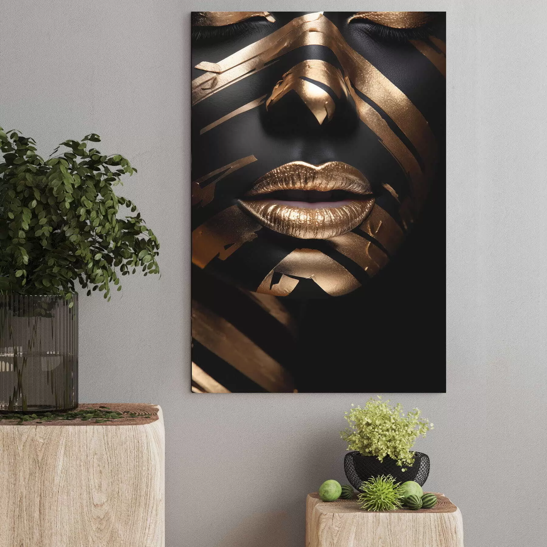 murales de pared Cara con negro y rayas s47320