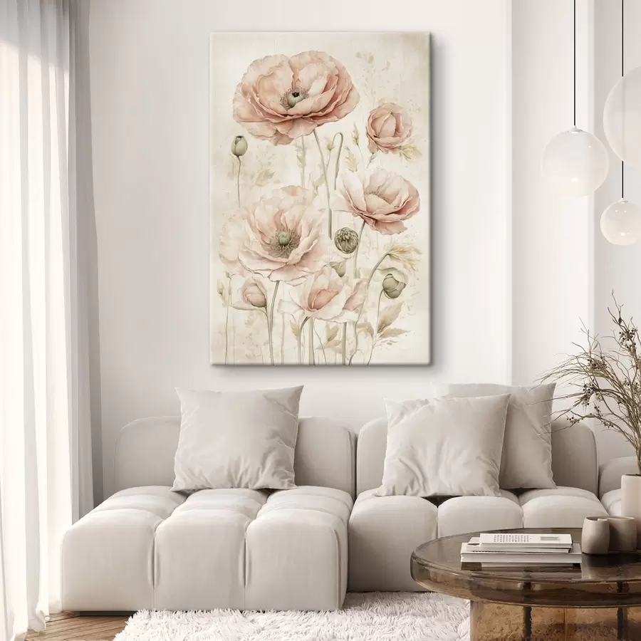 murales de pared Delicadas flores en tonos rosa claro s47756