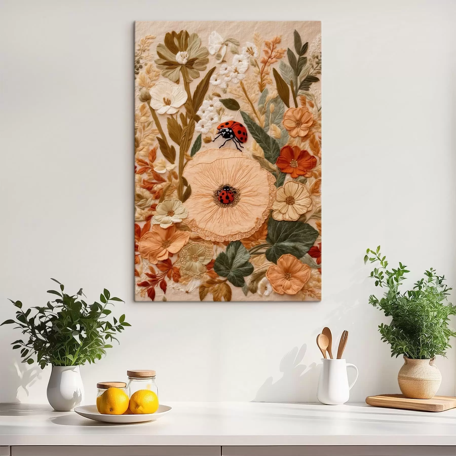 murales de pared Dos mariquitas entre flores suaves s47758
