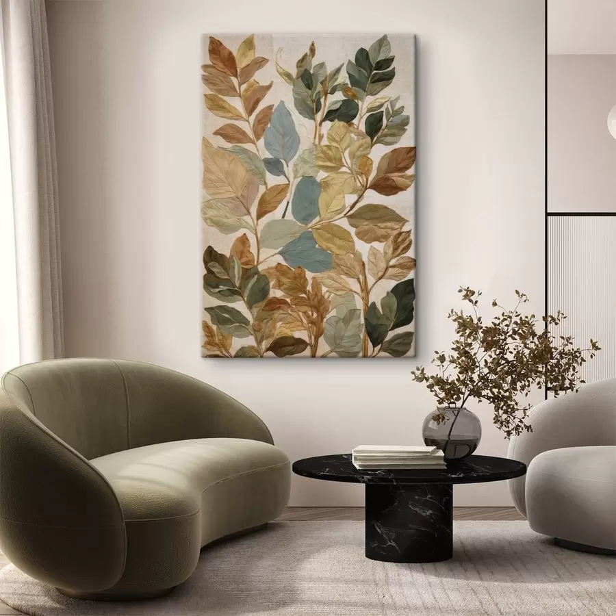 murales de pared Hojas decorativas en una cálida paleta natural. s47759