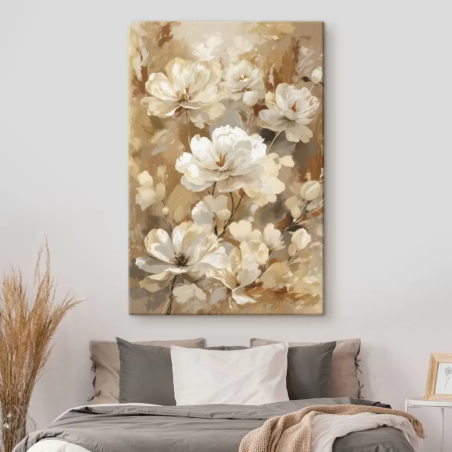 murales de pared Grandes flores claras pintadas con pinceladas amplias. s47761
