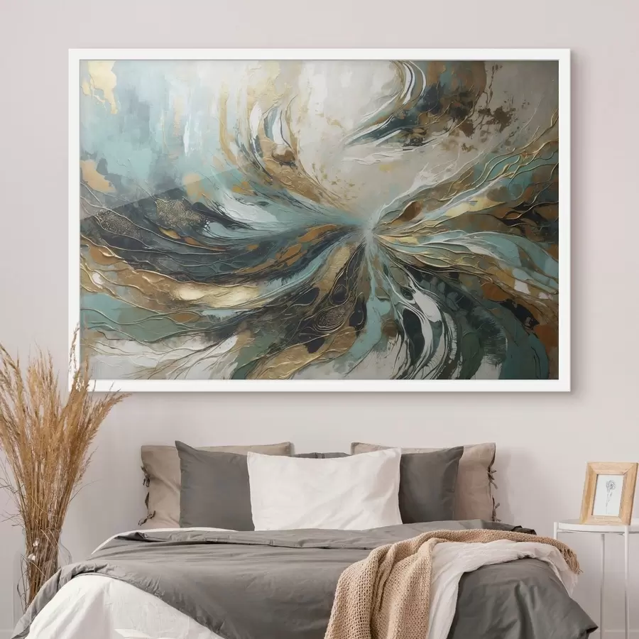 murales de pared Abstracción turquesa con líneas f47258