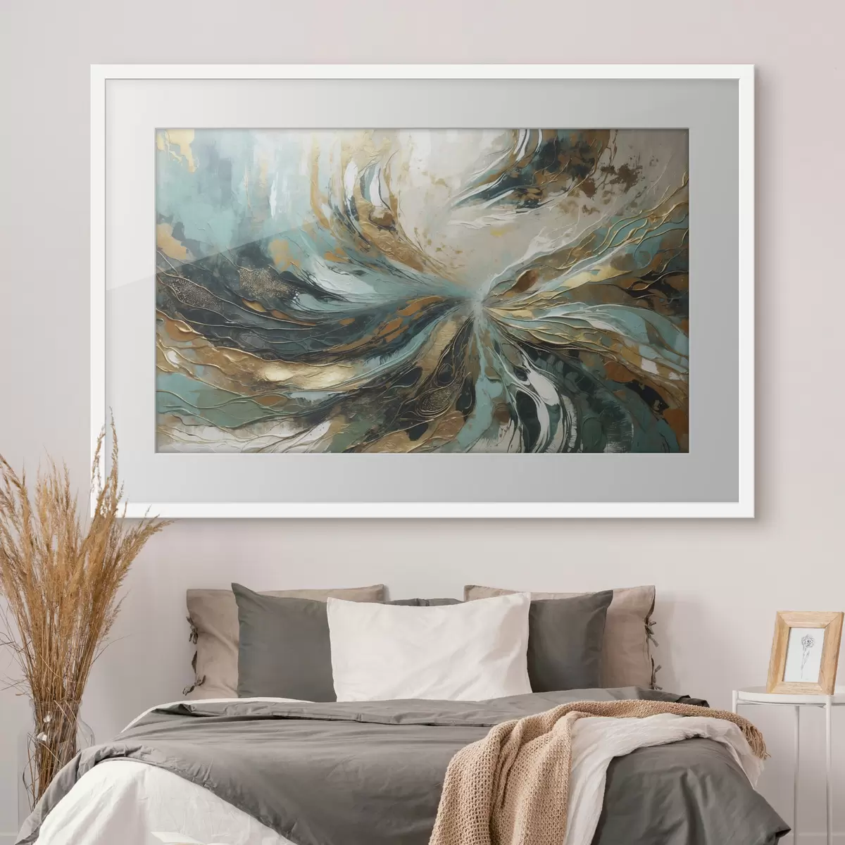 Poster Abstracción turquesa con líneas f47258