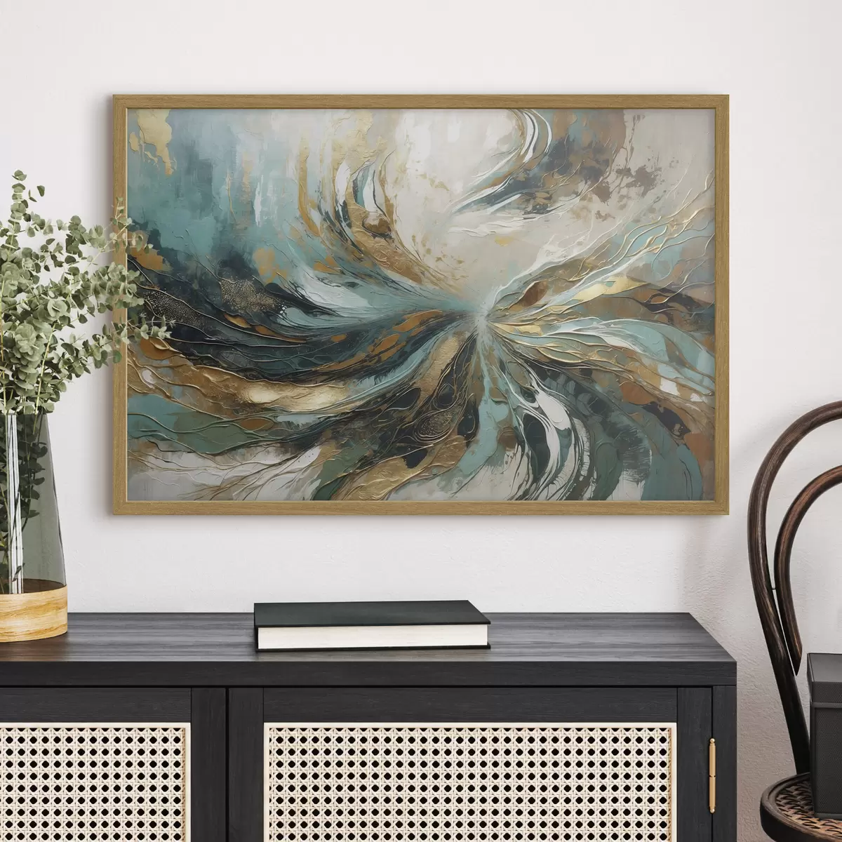 Poster Abstracción turquesa con líneas f47258