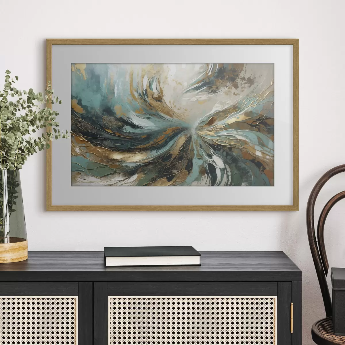 Poster Abstracción turquesa con líneas f47258