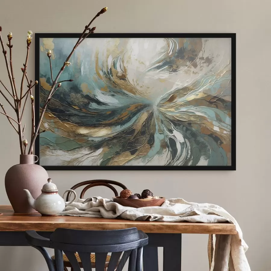 murales de pared Abstracción turquesa con líneas f47258