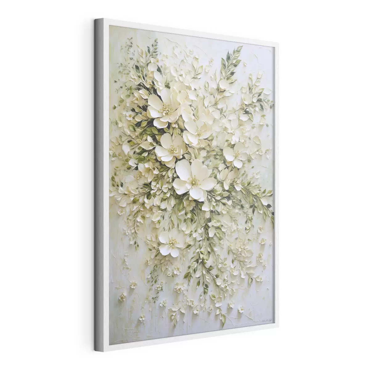 Poster Gran composición de flores y hojas color crema. f47267