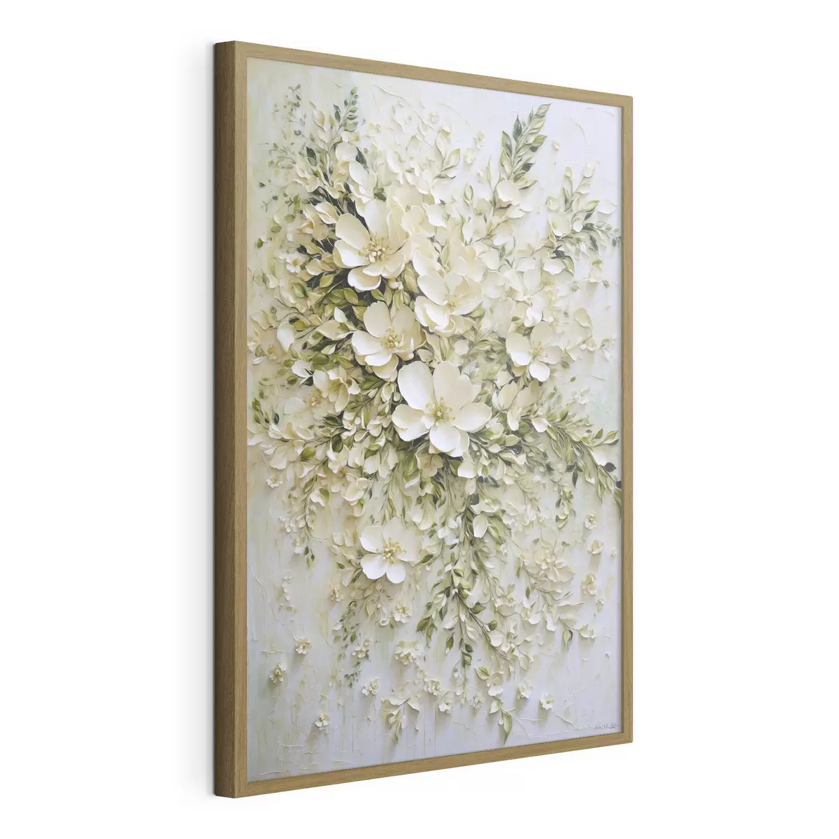 Poster Gran composición de flores y hojas color crema. f47267