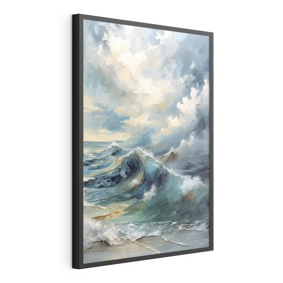 Poster Olas del mar bajo un cielo nublado y luminoso f47275