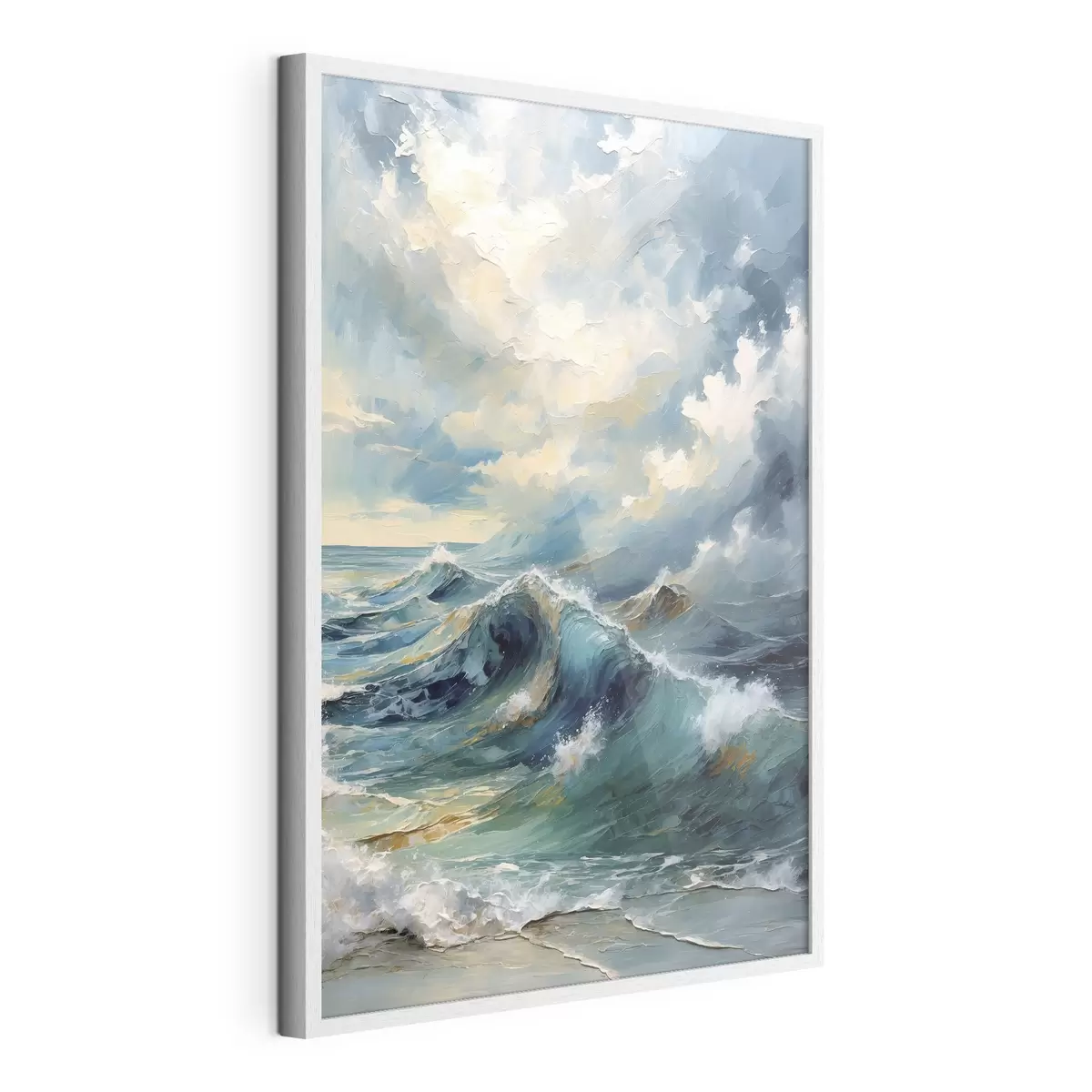 Poster Olas del mar bajo un cielo nublado y luminoso f47275