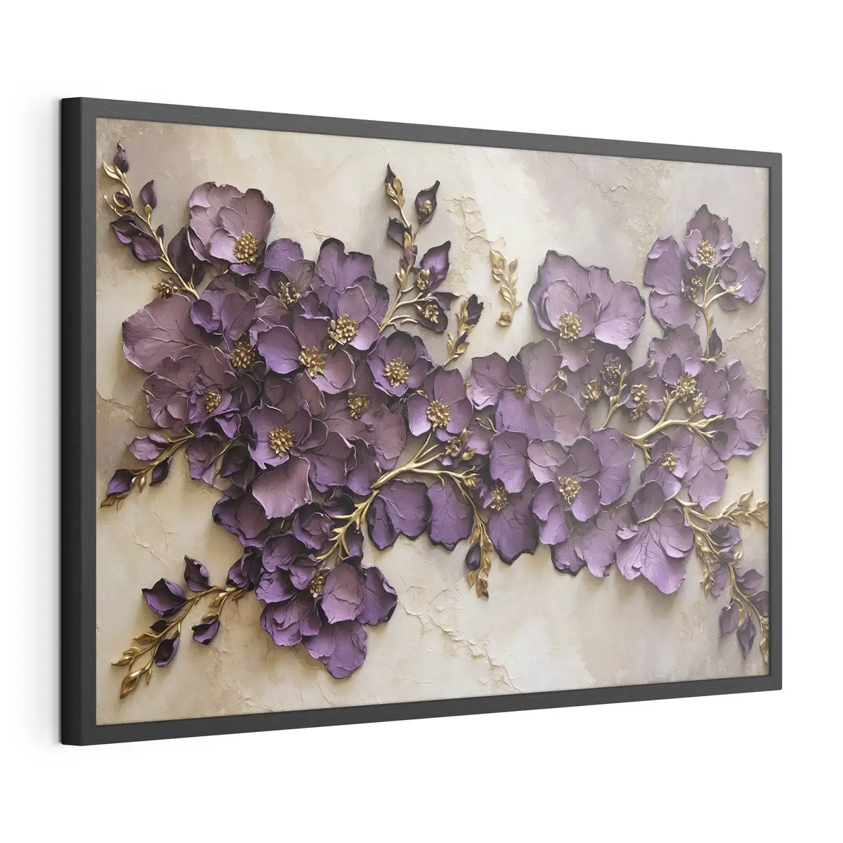 Poster Arreglo floral con flores moradas y detalles decorativos. f47277
