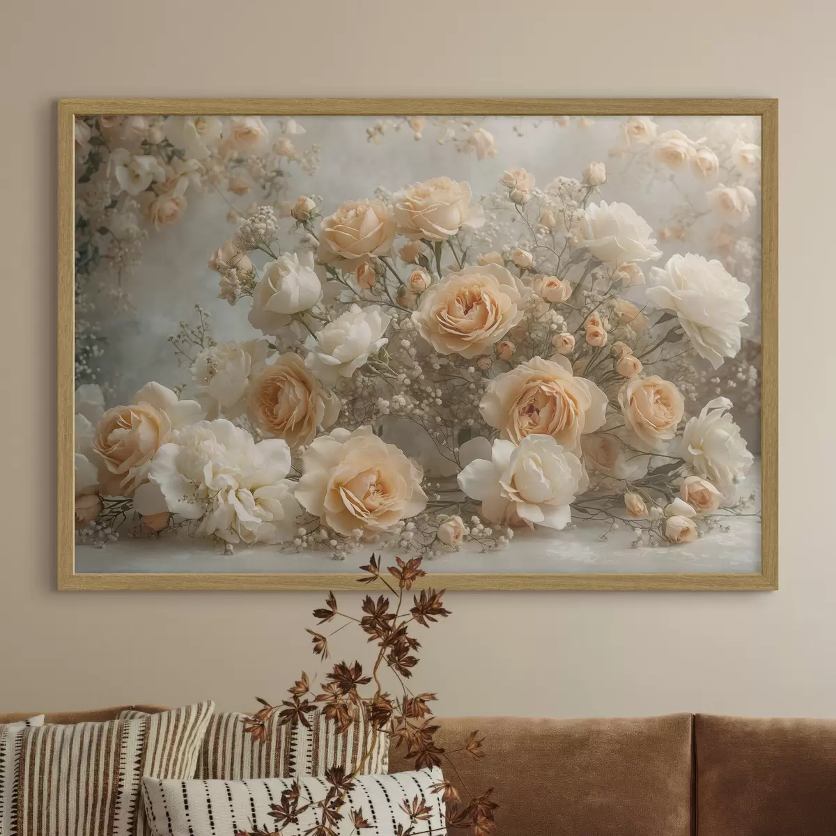 Poster Delicadas rosas color crema en un arreglo grande f47279