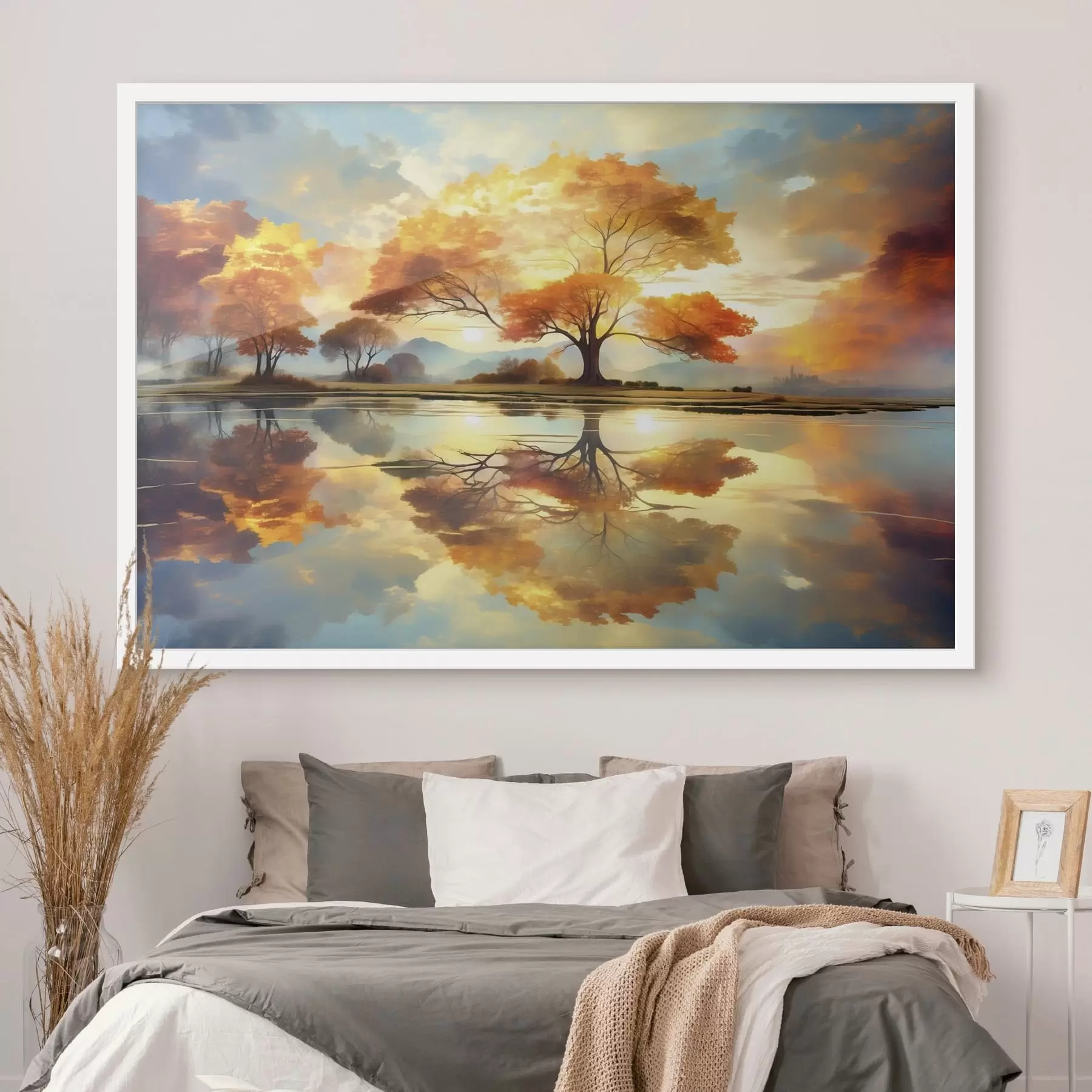 murales de pared Árboles vivos reflejados en el agua f47287