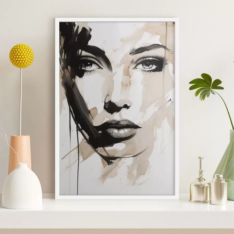 murales de pared Retrato femenino abstracto en tonos claros f47290