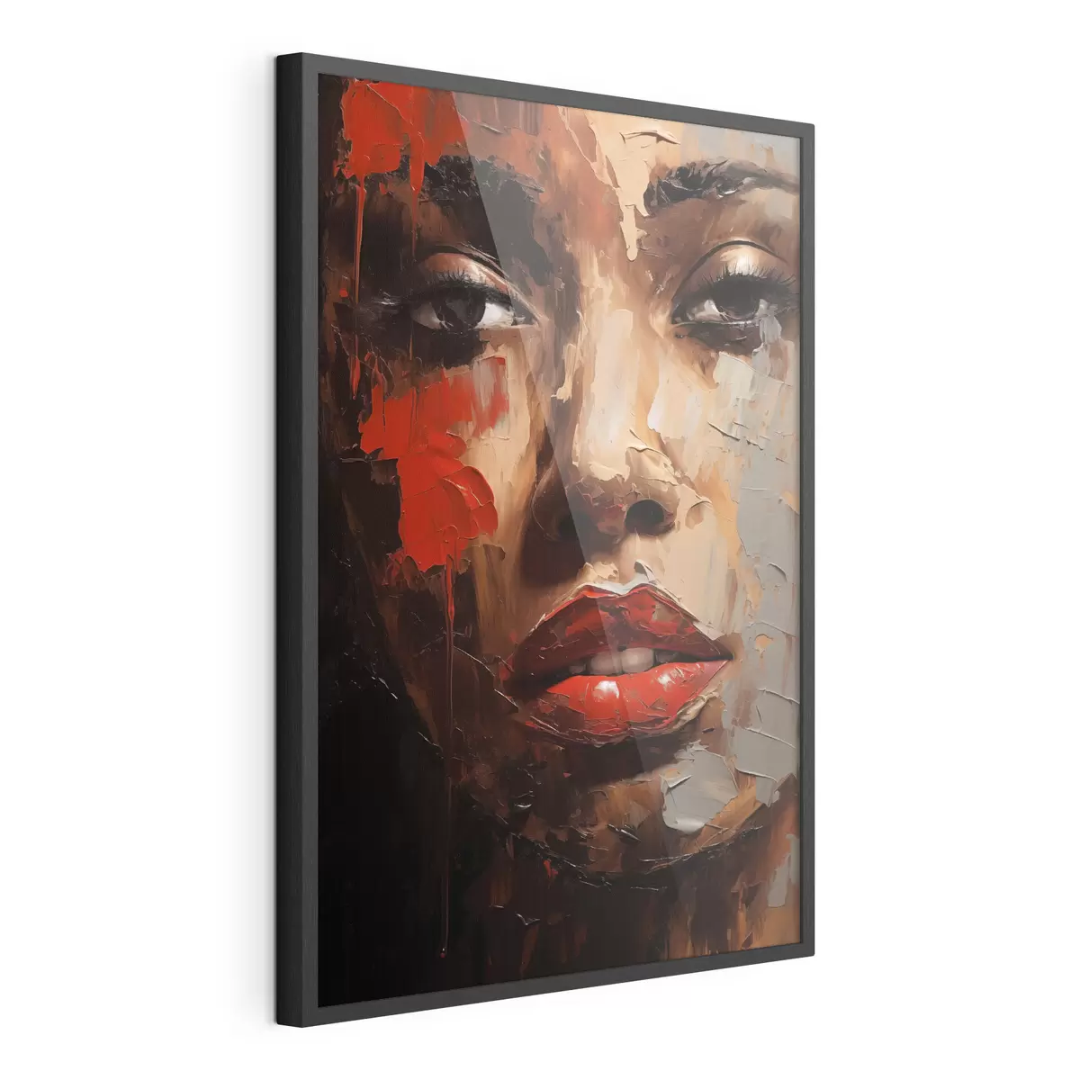 Poster Retrato femenino vívido con detalles en rojo f47293