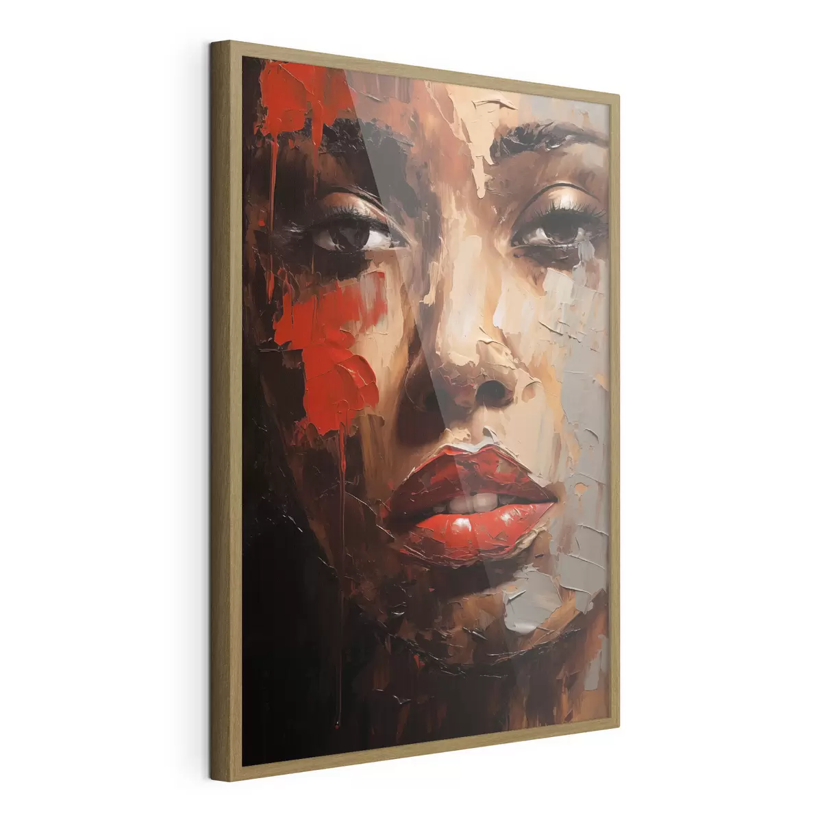 Poster Retrato femenino vívido con detalles en rojo f47293
