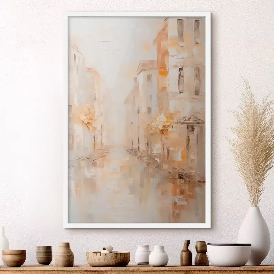 murales de pared Calle urbana suave en tonos cálidos f47302