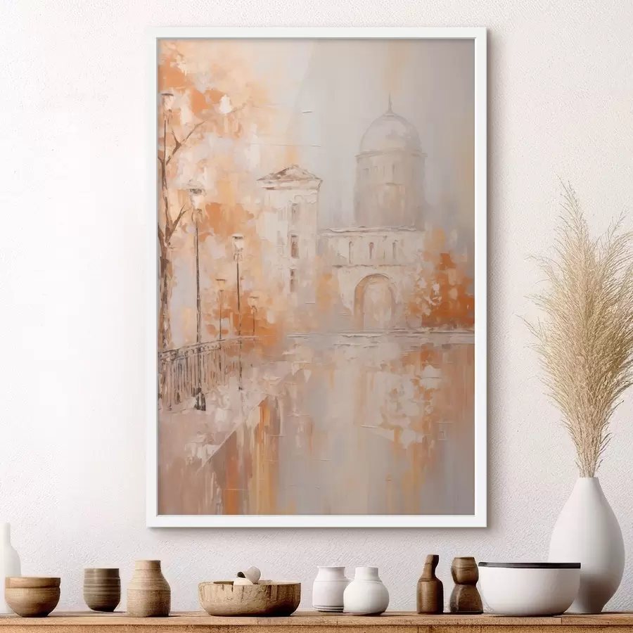 murales de pared Escena urbana con un arco en tonos cálidos f47303