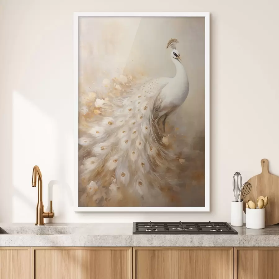 murales de pared Pájaro ligero con cola larga en tonos claros. f47309