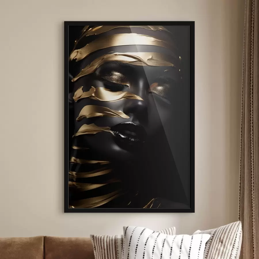 murales de pared Cara con tono oscuro y rayas f47321