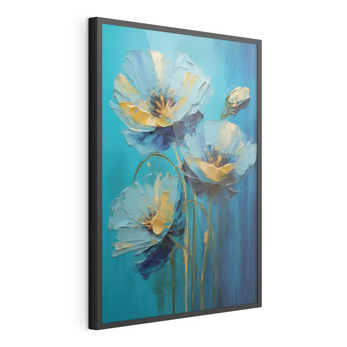 Poster Flores azules sobre un fondo vivo f47324