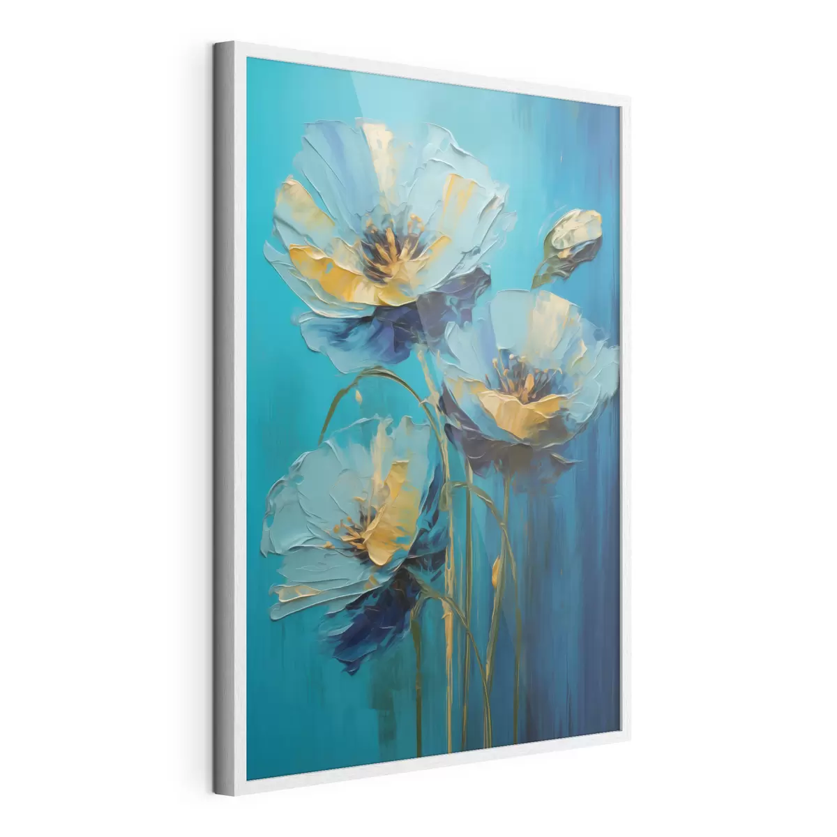 Poster Flores azules sobre un fondo vivo f47324