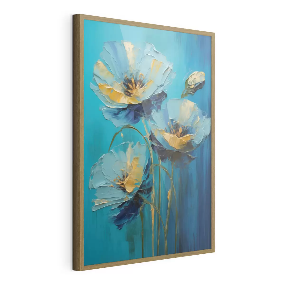 Poster Flores azules sobre un fondo vivo f47324
