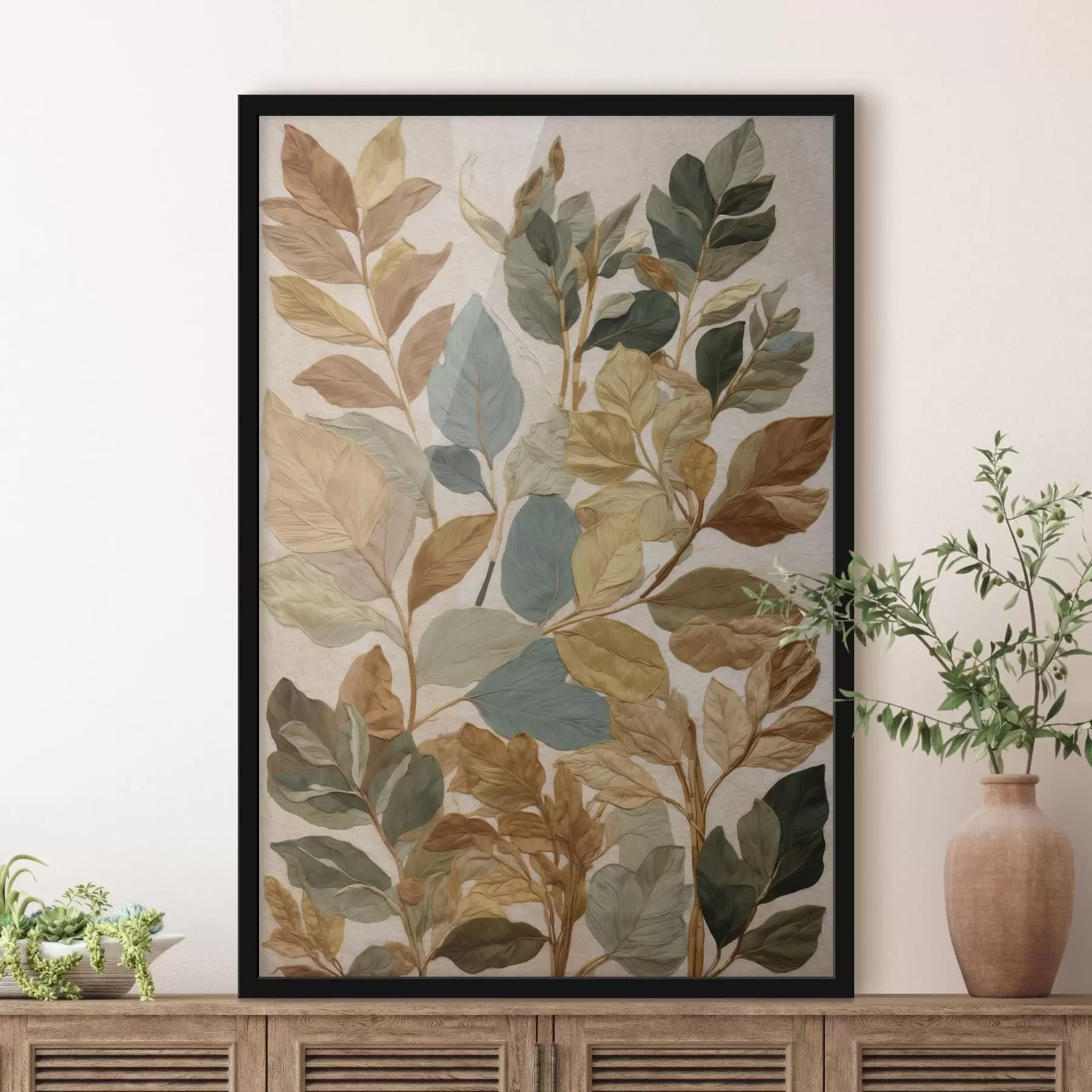 murales de pared Hojas decorativas en una cálida paleta natural. f47759