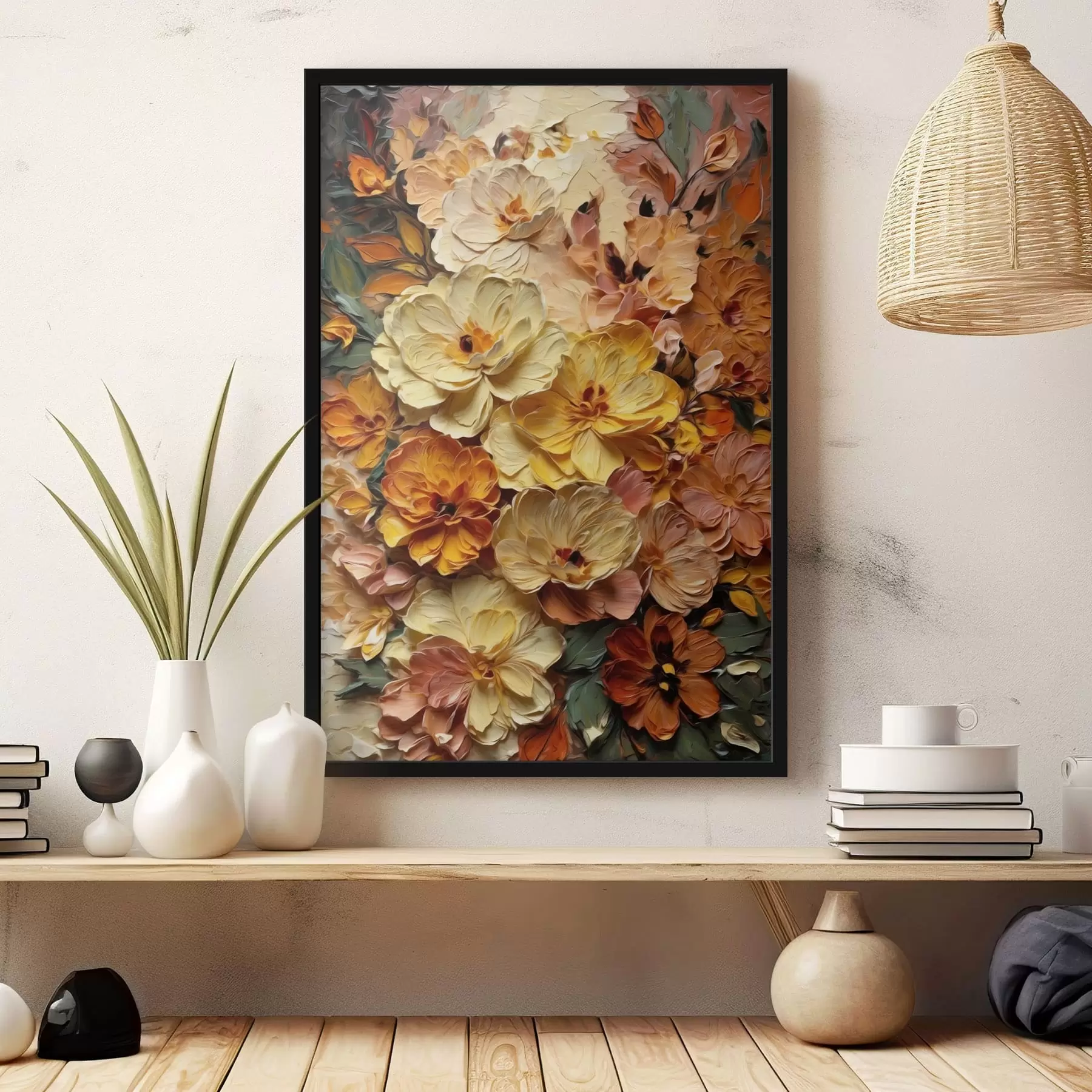 murales de pared Exuberante composición de flores vibrantes en tonos cálidos. f47760