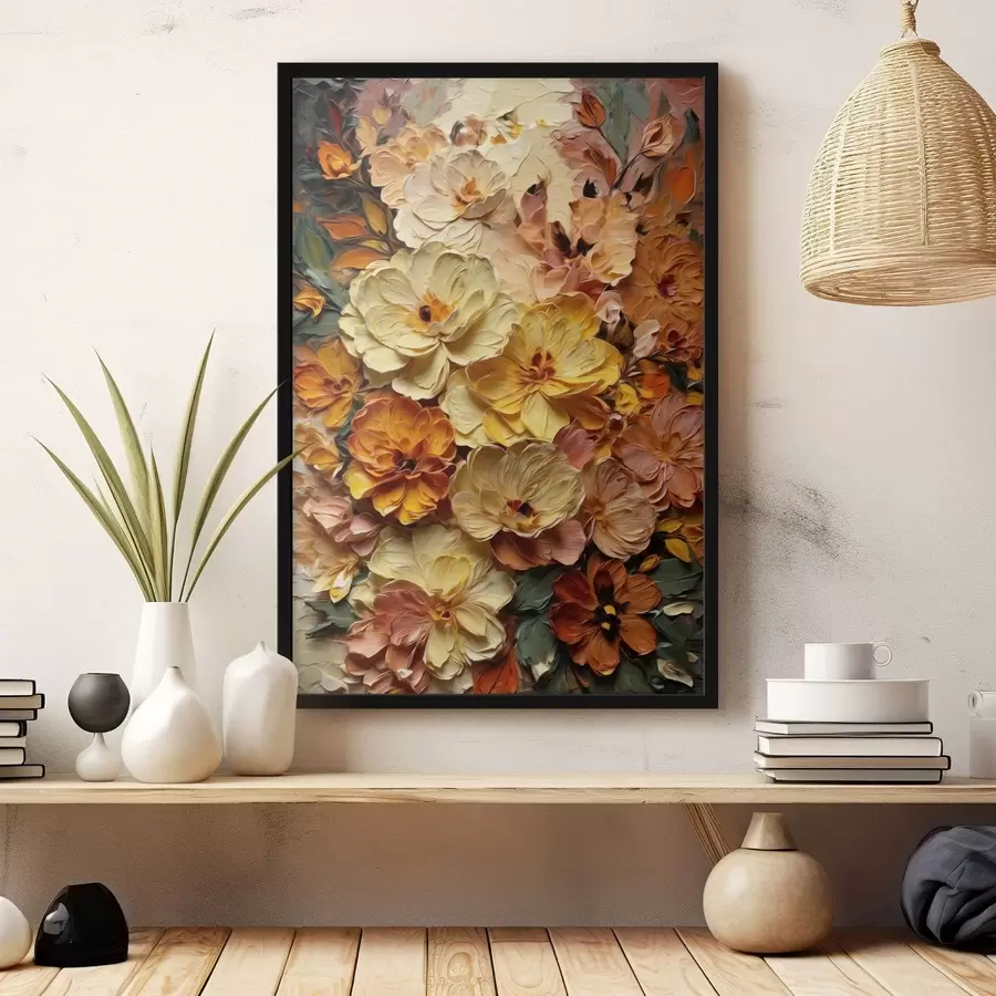 murales de pared Exuberante composición de flores vibrantes en tonos cálidos. f47760