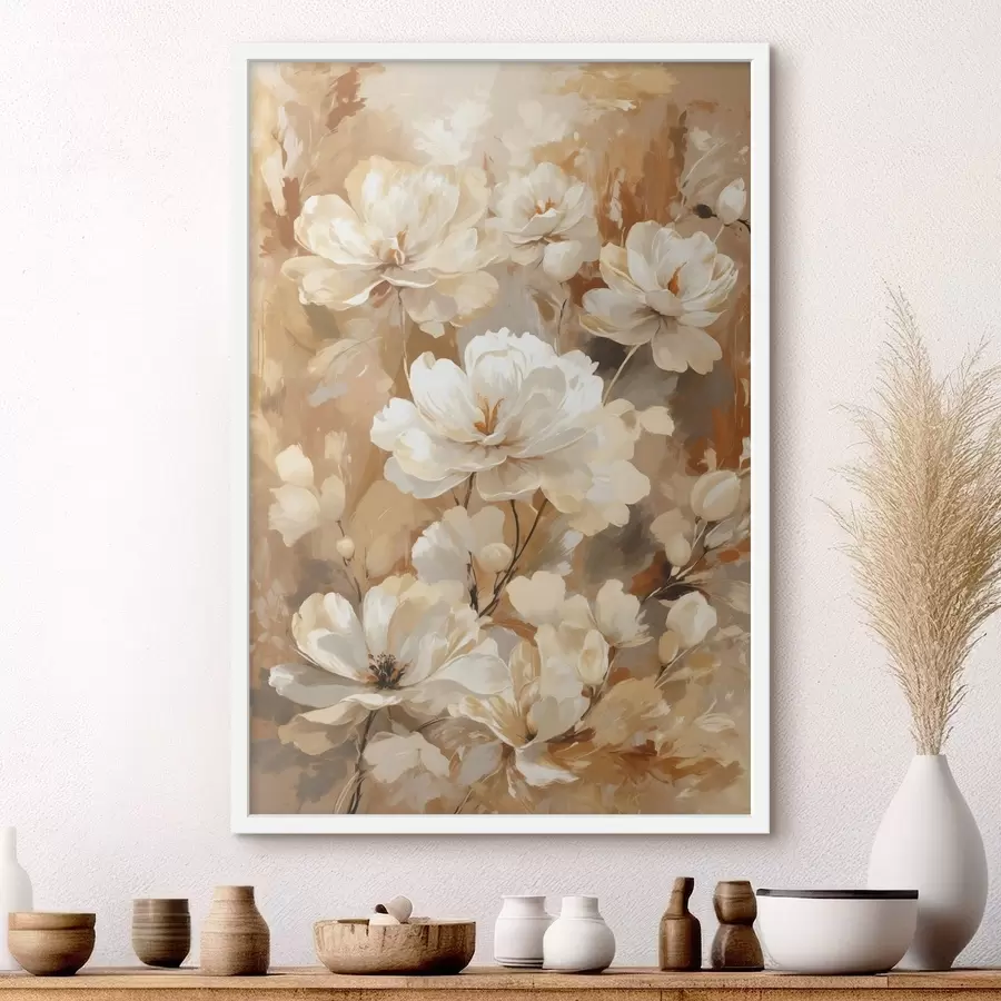 murales de pared Grandes flores claras pintadas con pinceladas amplias. f47761